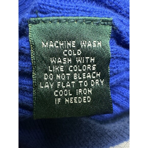 Lauren Ralph Lauren Blue Cable Knit Preppy V-Neck Sweater Women's SMALL - Picture 9 of 12